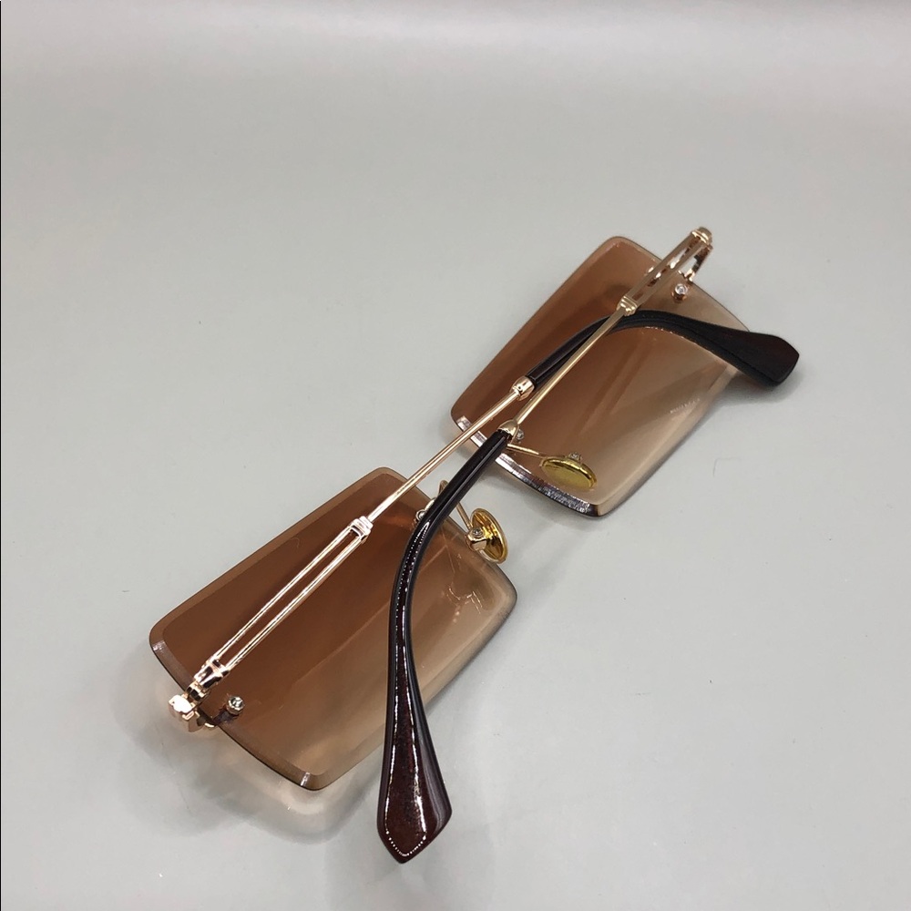 Fifth And Ninth Miami Rimless Gold Brown Gradient Lens Sunglasses Square — image 7 of 8